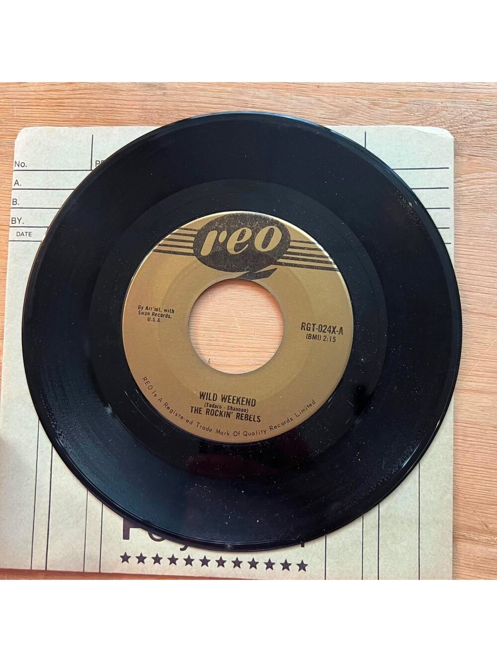 The Rockin' Rebels - Wild Weekend/Rockin' Crickets 45rpm VG+ R90